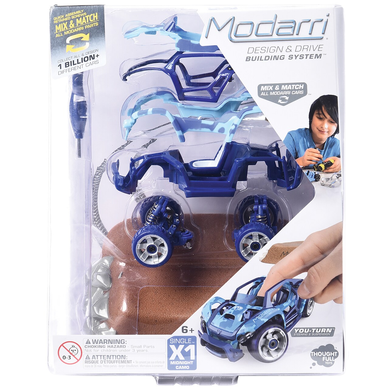 Modarri: Midnight Camouflage - Single DIY Design & Build Toy Car, Mix & Match, Customize Your Own Vehicle, Finger Driving, Collectible, Kids Ages 6+